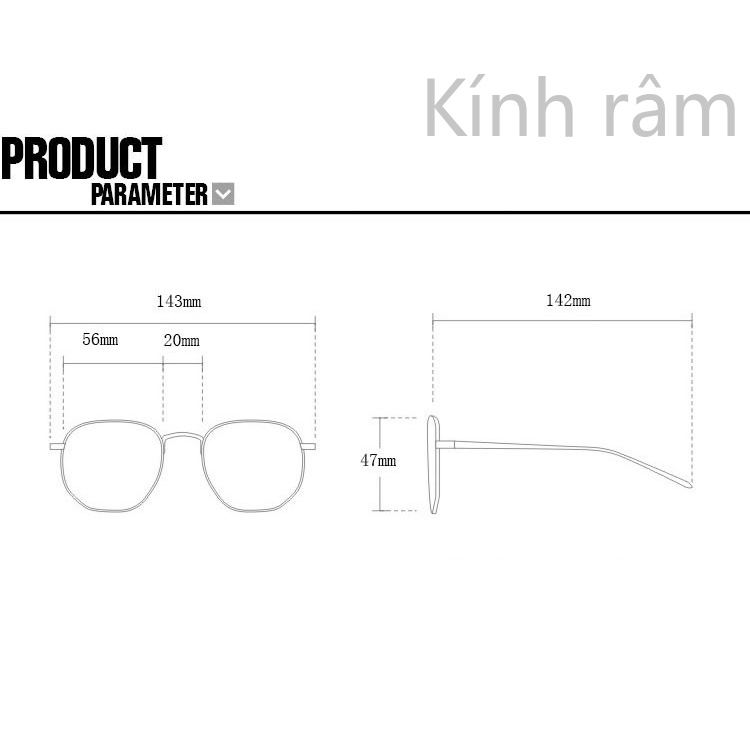 Kính mát nữ gọng vuông cổ điển chống tia UV400