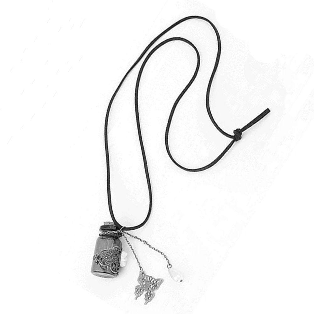 ANEMONE Vòng cổ Da Mặt Hình Hoa Cúc Và Bướm Phong Cách Retro