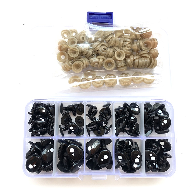 Set 100 Mắt Hoạt Hình Gắn Mắt Mũi Búp Bê Nhồi Bông Dễ Thương