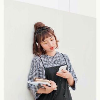 Set yếm + áo kẻ caro