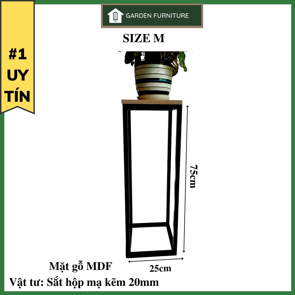 Kệ sắt gỗ kê chậu cây cảnh trong nhà, kệ cây cảnh tiện lợi, dễ dàng vệ sinh, đôn gỗ kê tượng size M - 75cm