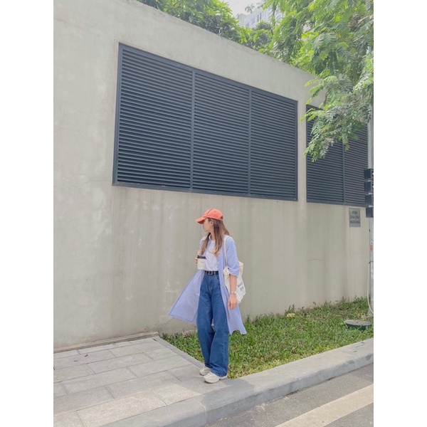 Váy sơ mi kẻ kèm free belt