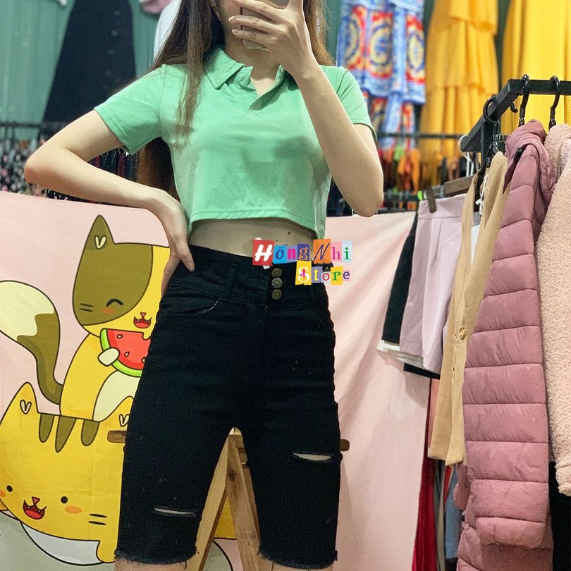 Áo Croptop Polo Ulzzang Dáng Ôm Tay Ngắn - MM