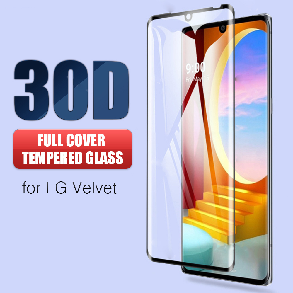 Kính Cường Lực Trong Suốt 9H Cong 30D Chống Vân Tay Bảo Vệ Toàn Diện Cho LG Velvet