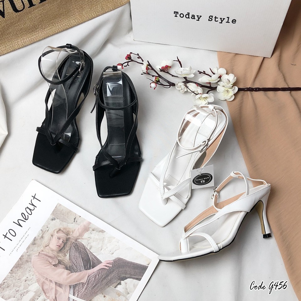 Sandal gót nhọn quai mảnh Today Style da mềm 7p G456