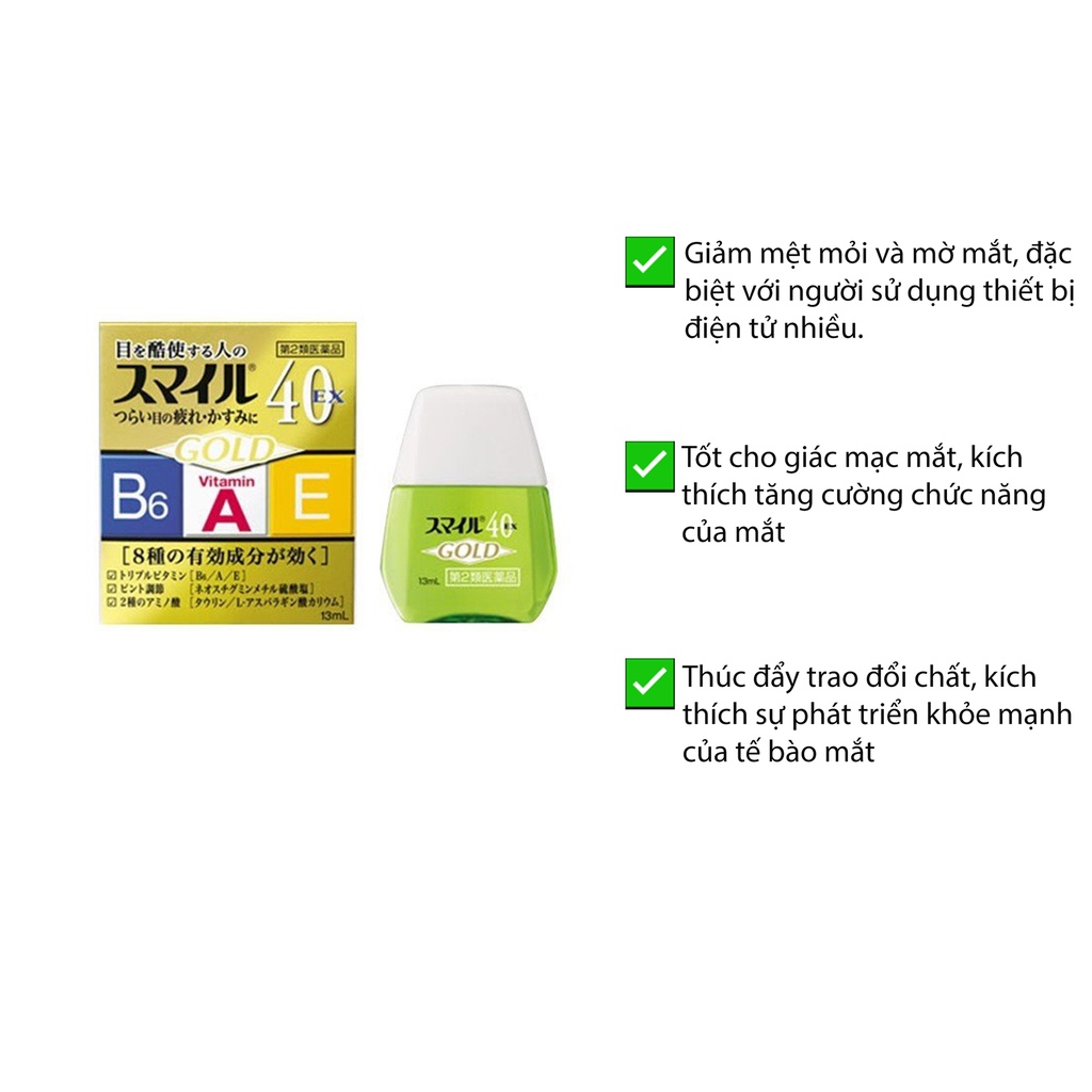 Nước nhỏ mắt Smile 40 EX GOLD 13ml (2 loại)