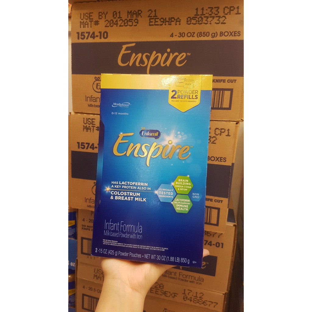 2022 Sữa Enfamil Enspire Infant Formula hộp giấy 850g Mỹ HỘP XẤU