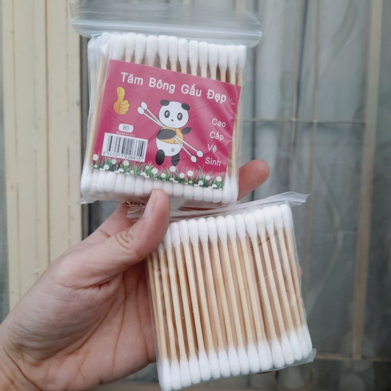 Tăm bông ráy tai thân gỗ lovely bông lớn