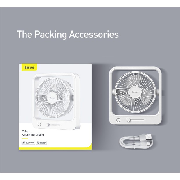Quạt Mini Để Bàn BASEUS Cube Shaking Fan CXMF02 Tự Động Quay Tích Điện Pin Sạc Siêu Bền 5400mah Hoạt Động Liên Tục 18h | BigBuy360 - bigbuy360.vn