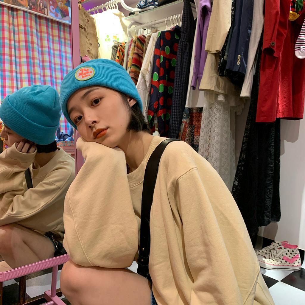 Nón Len Giữ Ấm Gắn Nhãn Chữ Phong Cách Hàn Quốc Thời Trang Thu Đông 22095