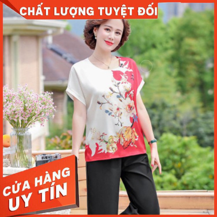 HÀNG CAO CẤP -  Đồ bộ trung niên cao cấp sang trọng kiểu đẹp, đồ bộ tuổi trung niên ống rộng chất liệu lụa in 3D mềm mại