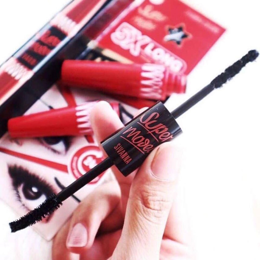 Mascara nối mi dài mi hai đầu Sivanna Colors Super Model 5X Long Deep Black Waterproof ( 5.7g)