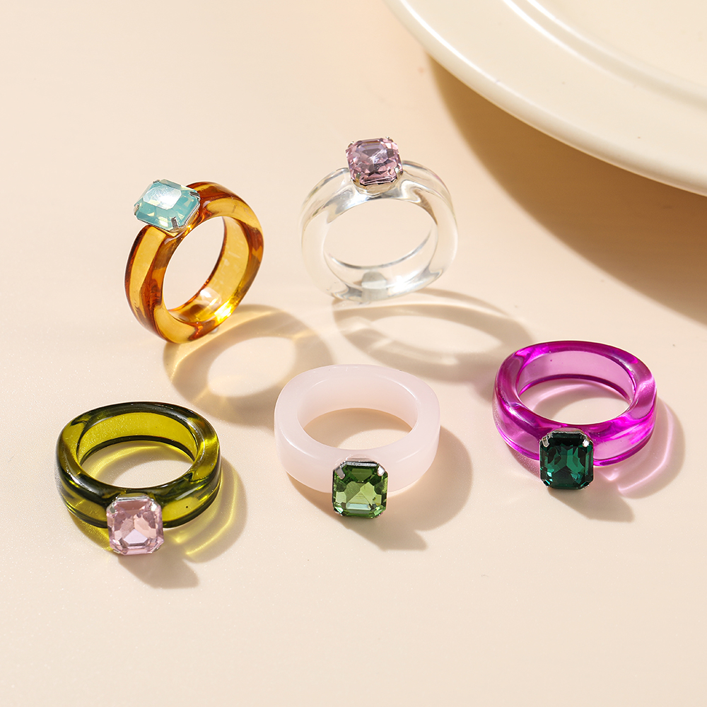 IF ME Bộ nhẫn   bằng nhựa trong suốt họa tiết trái cây dễ thương cho nữ