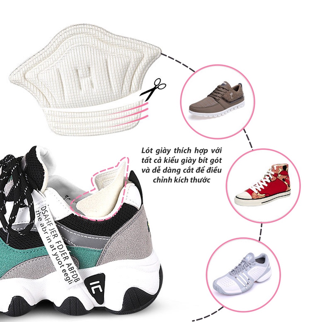 Lót giày chống rộng, nửa size, 1 size bảo vệ gót sau dùng cho giày thể thao nam nữ_Rose_PK176_V01