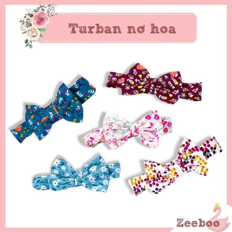Băng đô nơ turban hoa nhí dễ thương cho bé gái, hàng xuất dư, việt nam xuất khẩu, chất liệu vải cao cấp