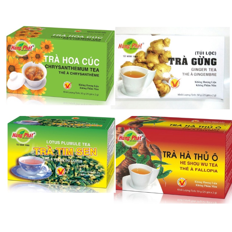 Trà túi lọc Hùng Phát ( Trà gừng, Hoa cúc, tim sen, hà thủ ô)