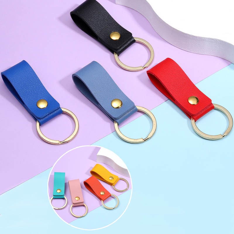 Móc Khóa Ngắn Chất Liệu Da PU Màu Vàng 8 Màu
