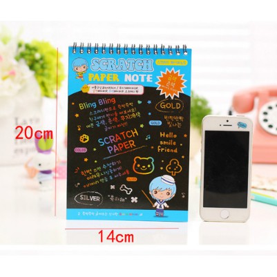 🌈🌈 Sổ cào cầu vòng Scratch Note khổ A6 - Sổ Than Ma Thuật