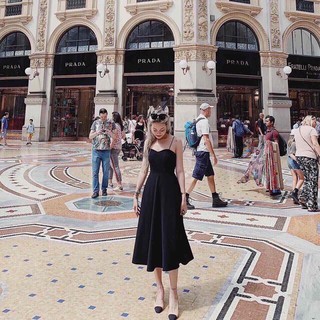 ĐẦM MAXI ĐEN 2 DÂY ĐAN CHÉO LƯNG