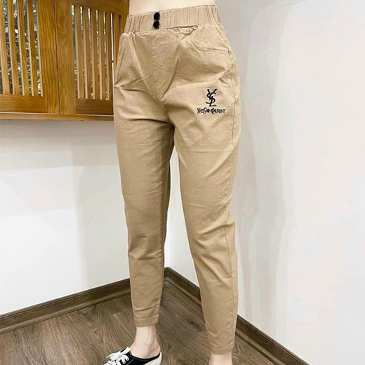 Quần baggy nữ Ladya chất đũi cạp chun 2 khuy thêu kyessfrent thời trang hot hit M822