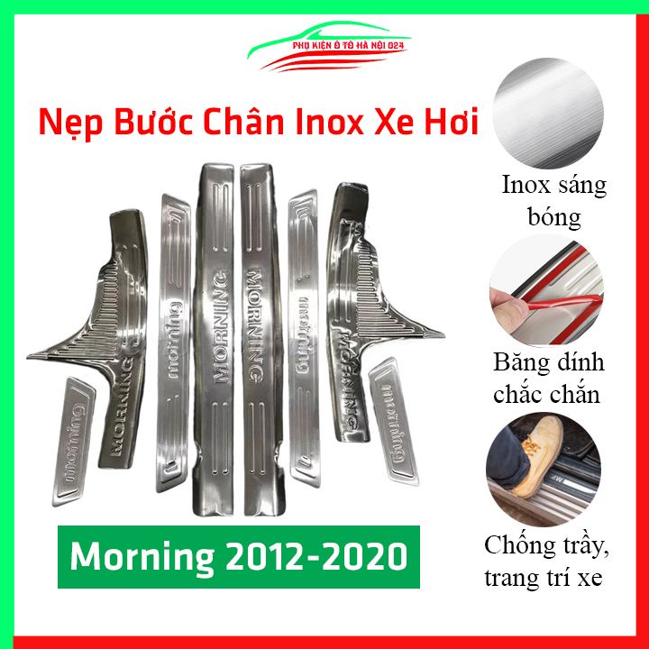 Bộ nẹp bước chân inox ô tô Morning 2012-2020 chống trầy làm đẹp ô tô