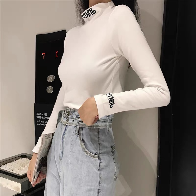 [Hàng quảng Châu]SP8034 Áo giữ nhiệt cổ 3p thêu chữ nga sành điệu