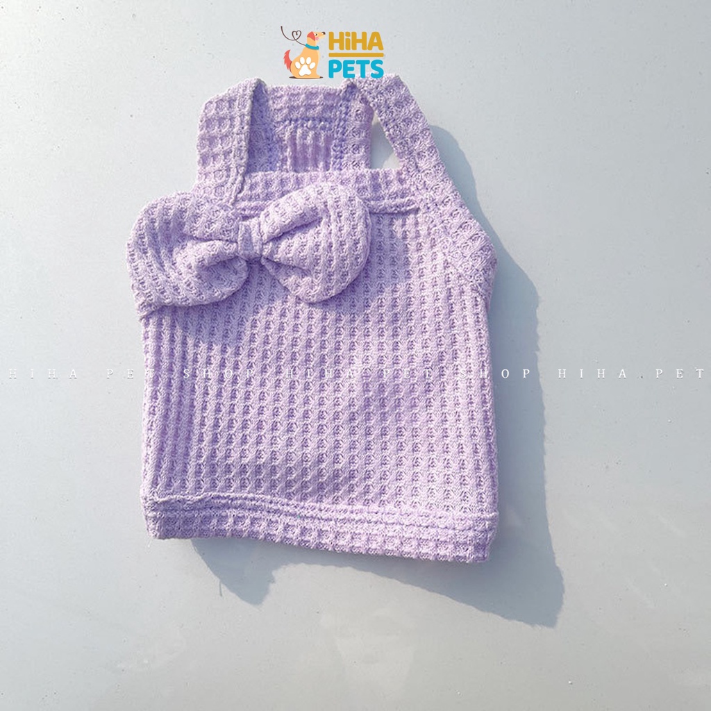 Áo Ba Lỗ Cho Chó Mèo Dây Nơ Hihapet, Quần Áo Cho Thú Cưng Phong Cách Hàn Quốc