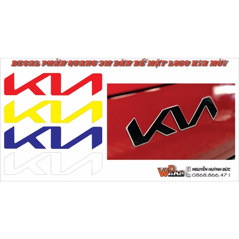 Decal dán đổi màu logo KIA mới( Số lượng 1 cái, 1 xe đặt 2 cái giúp shop)