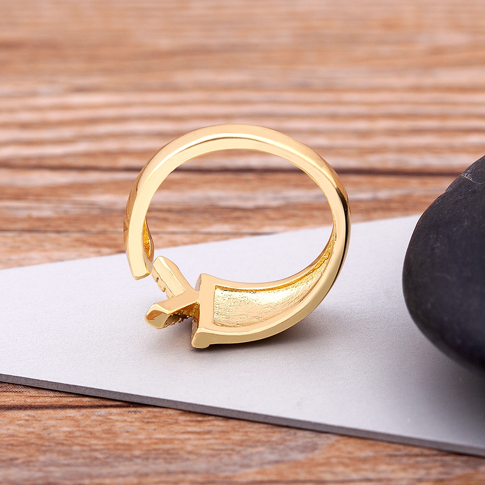 Nhẫn Hở Khắc Chữ Cái A-Z Màu Vàng Thời Trang Cho Nữ