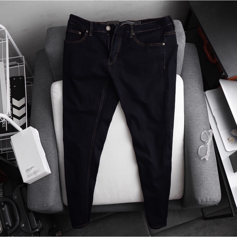 Quần jean đen xám ống suông co giãn vải cao cấp vnxk | BigBuy360 - bigbuy360.vn