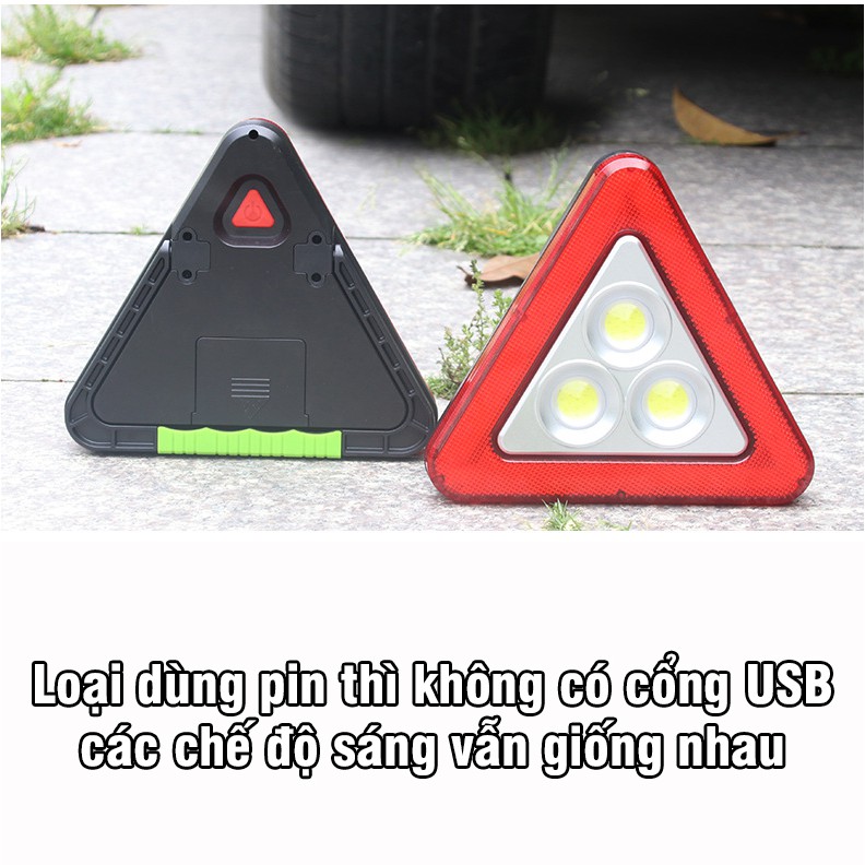 Biển cảnh bảo nguy hiểm có đèn led đa năng hình tam giác tích hợp sạc dự phòng cho ô tô