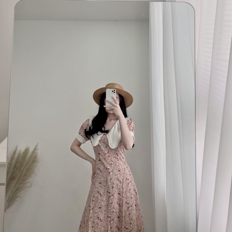 [ẢNH SHOP CHỤP] Váy hoa vintage cổ trắng