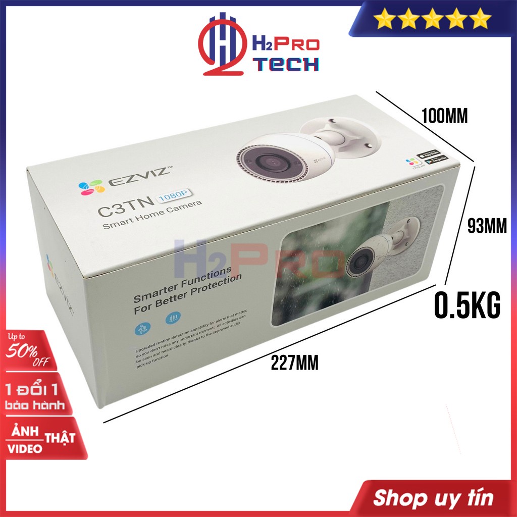 Camera Ngoài Trời Ezviz C3TN, Camera Ezviz Ngoài Trời Siêu Nét, Chống Nước, Đàm Thoại 2 Chiều, IP Thông Minh-H2Pro Tech