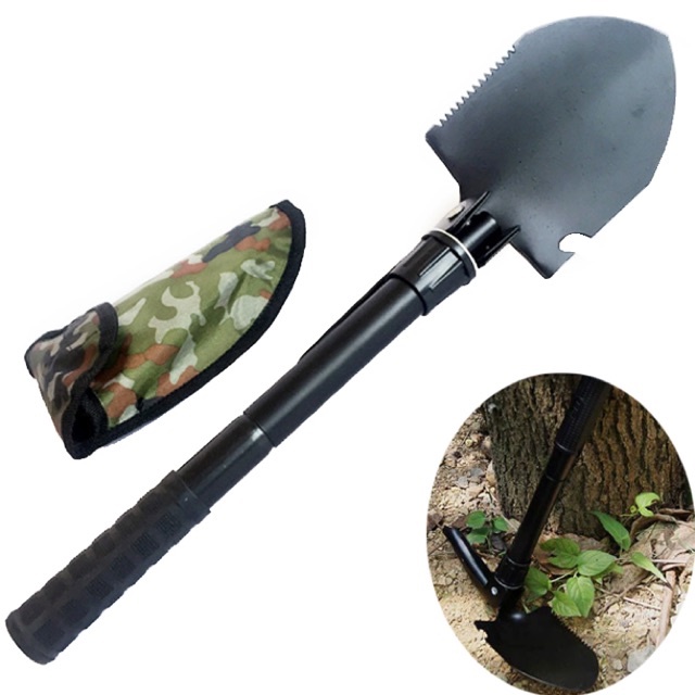 [Tặng Kèm Túi]  Xẻng Quân Dụng Đa Năng Cán Gập - Hàng Loại Tốt