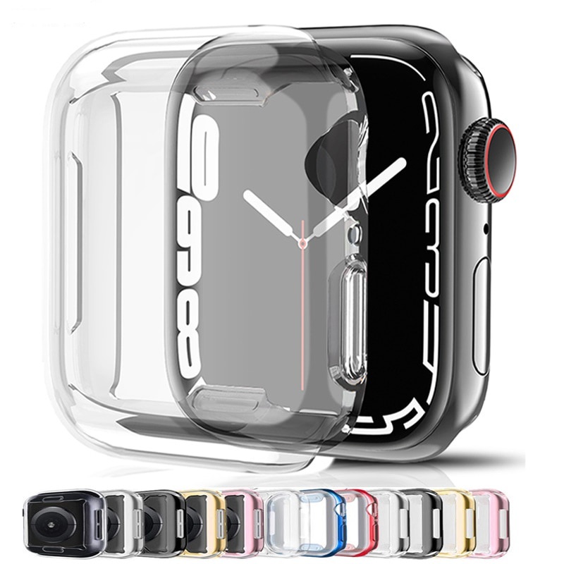 Ốp bảo vệ 360 độ trong suốt thích hợp cho đồng hồ thông minh Apple Watch Series 7 41mm 45mm