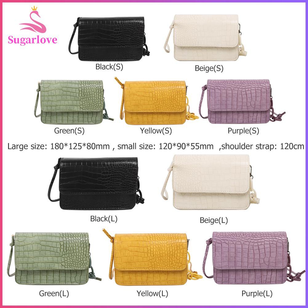 Beautiful ❤SG Solid Crossbody Bag Women Vintage Alligator PU Shoulder Small Money Pouch