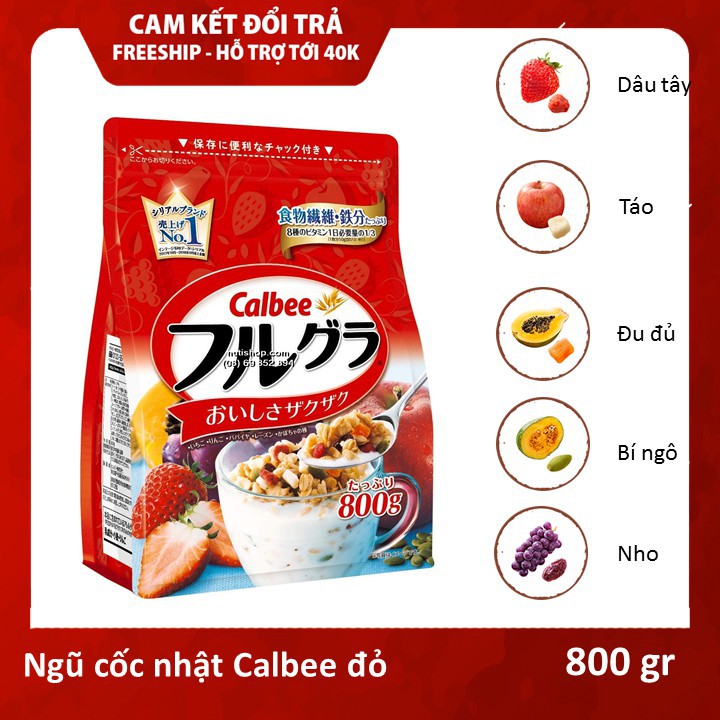 Ngũ Cốc Calbee 800g Nội Địa Nhật Bản | Ngũ Cốc Hoa Quả Callbee sấy khô