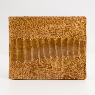 Ví da đà điểu 2 mặt mrfour màu vàng nghệ - bóp nam da chân đà điểu dáng ngang | ostrich wallet