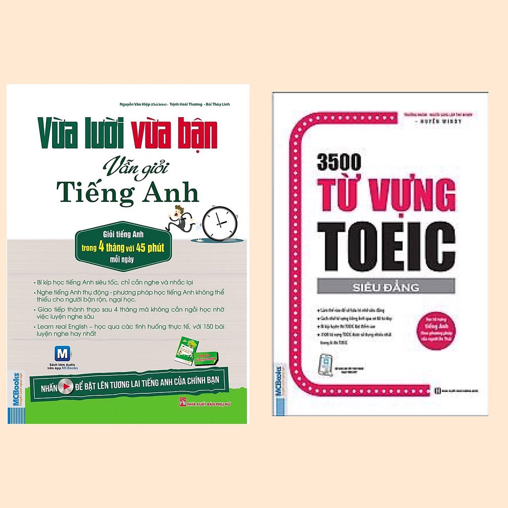 Sách - Combo Cẩm Nang Học Tiếng Anh Hiệu Quả: Vừa Lười Vừa Bận Vẫn Giỏi Tiếng Anh + 3500 Từ Vựng Toeic