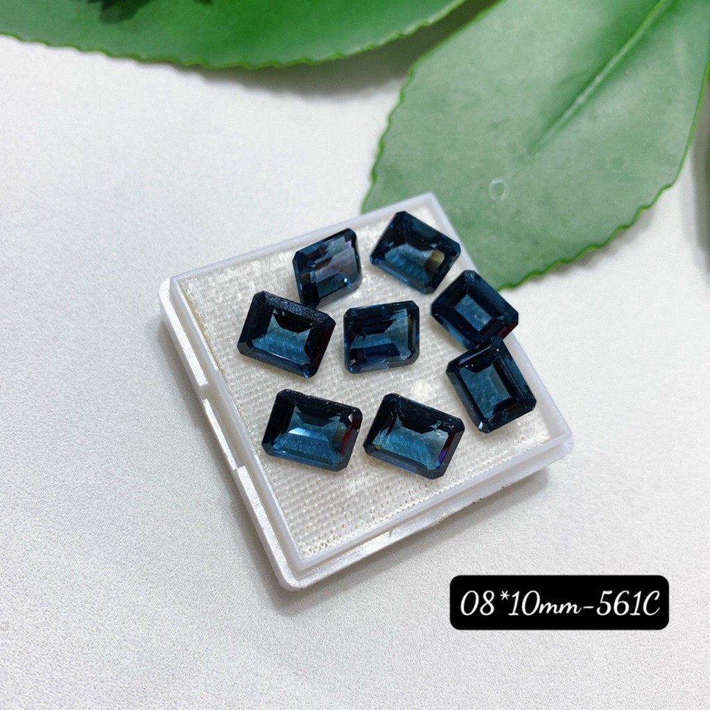Mặt Đá Topaz London Xanh Đủ Size Chữ nhật, Giọt Nước