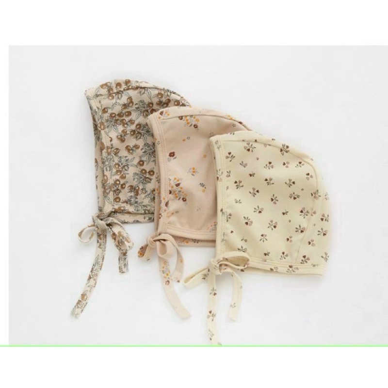 Nón tiểu thư, Mũ sơ sinh cột nơ cotton xuất hàn mềm mịn đáng yêu cho bé gái sơ sinh - Haobaby2018