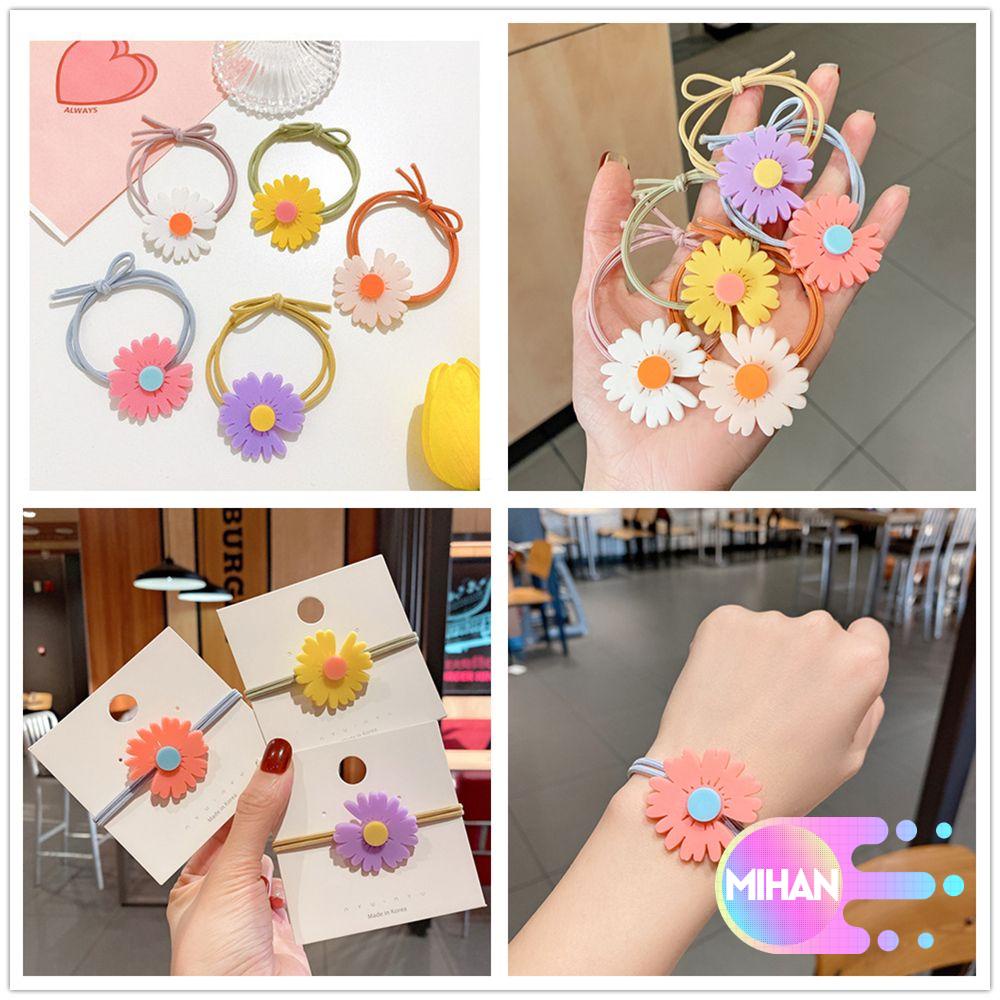 Dây buộc tóc độ co giãn cao họa tiết hoa cúc đơn giản thời trang