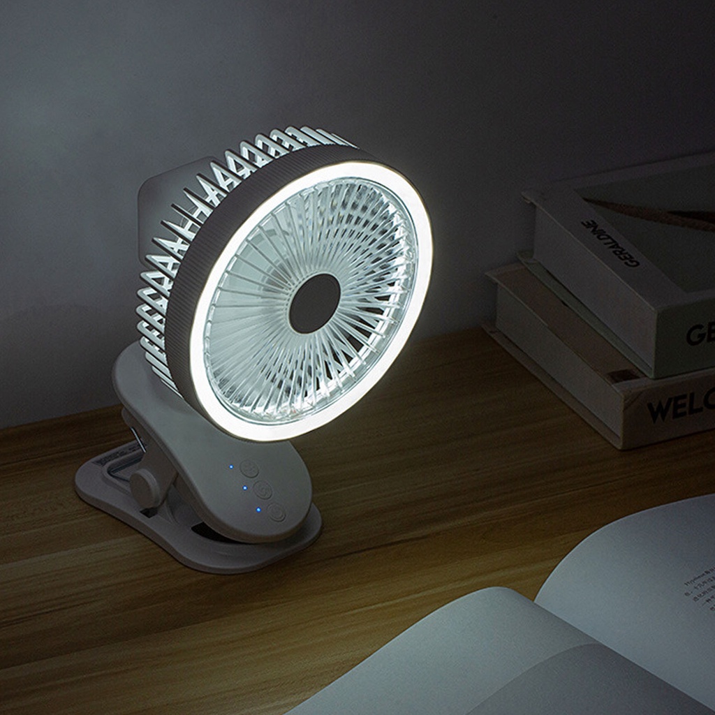 [Hàng HOT] Quạt Mini Để Bàn - Quạt Kẹp bàn sạc USB Gió mạnh 5 cánh Có độ ồn thấp động với đèn LED【Carbon070】