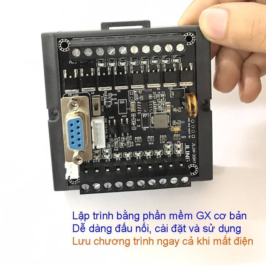 Bộ lập trình PLC FX1N 10MT, FX1N 10MR, FX1N-20MT, FX1N-14MR FX1N 20MT, FX1N 20MR có đế gài