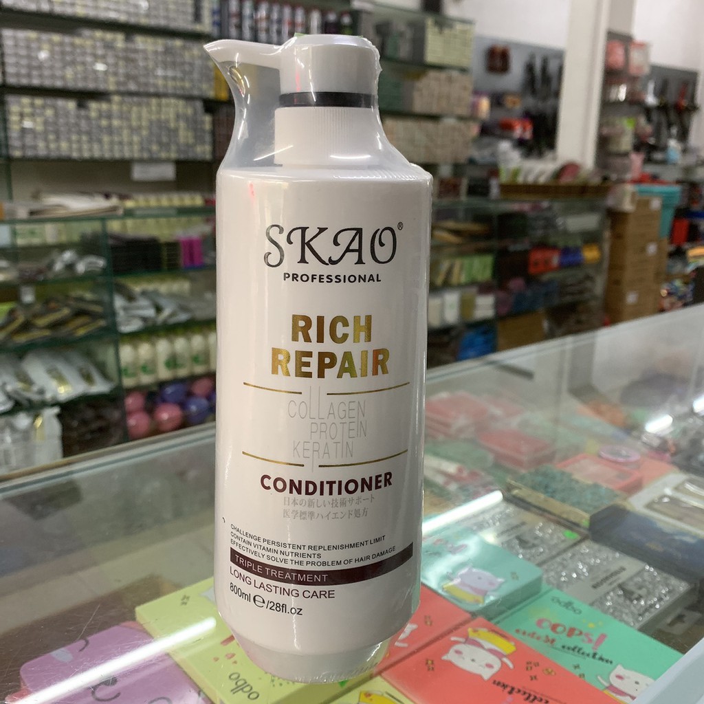 Dâu Gội Xả SKAO Rich Repair 800mlx2 Phục Hồi Tóc Suôn Mềm Mượt