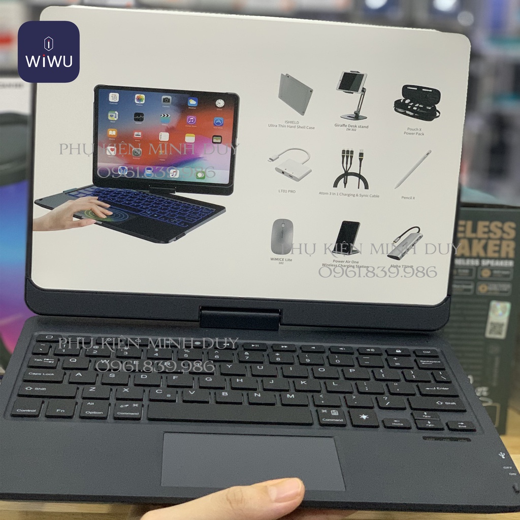 Bao da kèm bàn phím bluetooth xoay 360 - WIWU Waltz Rotating cho Ipad