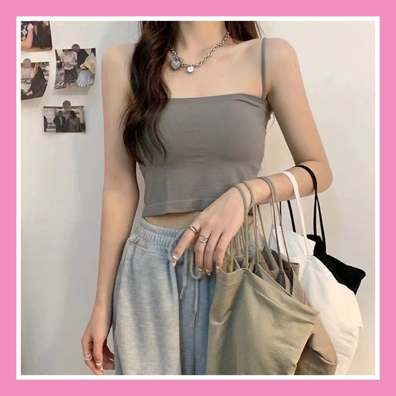 Áo 2 dây bún có ĐỆM MÚT ngực chất COTTON CAO CẤP co giãn 4 chiều hàng Quảng Châu loại 1 croptop dáng dài BIGSIZE AN11