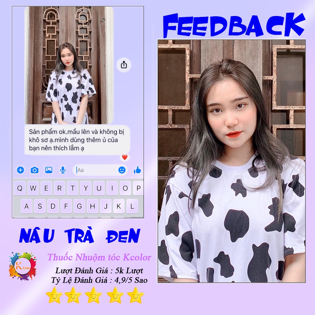 Thuốc nhuộm tóc NÂU TRÀ ĐEN không tẩy sử dụng tại nhà nhiều thảo dược giá rẻ kcolor