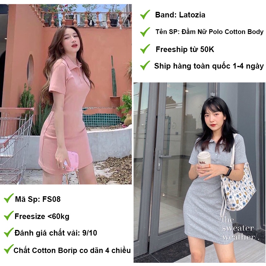 Đầm Dáng Suông Polo Chất Cotton 4 Chiều Năng Động Váy Polo Ngắn Tay Nữ Latozia FS08 | BigBuy360 - bigbuy360.vn
