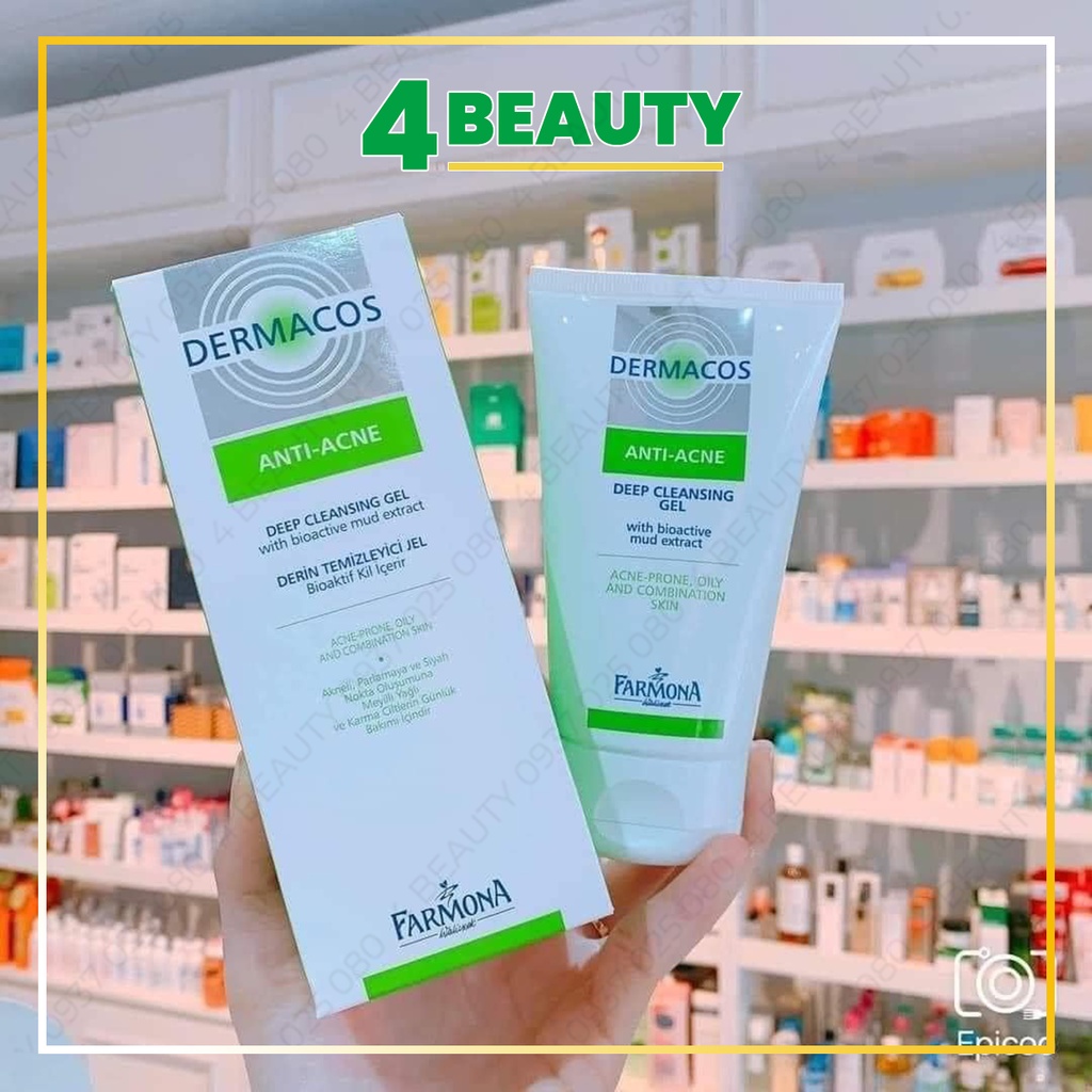Sữa Rửa Mặt Dermacos Sạch Sâu, Ngừa Mụn - Anti Acne Deep Cleansing Gel 150Ml